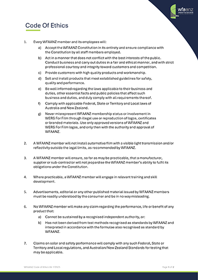 WFAANZ Code of Ethics V6-1 400w